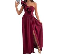 nicticsi Robe De Soiree Femme Chic Et Glamour Longue Elegant Ceremonie Mariage Maxi Robe Cocktail fête Droite Fluide Une Seule Manche Épaules Dénudées