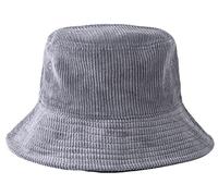 Niction Chapeau cloche d'hiver en velours côtelé - Chapeau de pêcheur chaud pour femmes et hommes - Couleur unie - 2023, gris clair, Taille unique