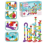 NICTOY Marbre Runs - 172 pièces complètes de labyrinthe pour tout-petits - avec 60 billes en verre - Runs en marbre pour enfants âgés de 4 à 8 ans - Libérez votre créativité de construction illimitée