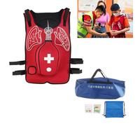 Nicvrea Gilet de Simulation d'Obstruction des Voies Respiratoires avec Claquement de Dos - Heimlik Practice Training Model Education for Nurse & Student First Aid Teaching Accessories,Red-SS