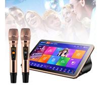 Nicvrea Lecteur Karaoké Tout-en-Un avec Écran Tactile 18,5 Pouces, Appareil de Bureau, Effets Intégrés et 2 Microphones sans Fil pour Soirées en Famille White-2TB