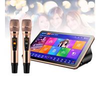 Nicvrea Machine de Karaoké avec Écran Tactile Capacitif LED, Microphone sans Fil Professionnel, Mises à Jour Via Le Cloud, Téléchargement de Chansons, Karaoké à Domicile et en Soirée Black-8TB