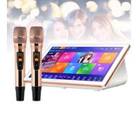 Nicvrea Machine de Karaoké avec Écran Tactile Capacitif LED, Microphone sans Fil Professionnel, Mises à Jour Via Le Cloud, Téléchargement de Chansons, Karaoké à Domicile et en Soirée White-500G