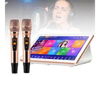 Nicvrea Machine Karaoké, Écran Tactile 18,5 Pouces, contrôle Via Application Mobile, Téléchargement Gratuit de Chansons Via Le Cloud, Système Karaoké Tout-en-Un Microphone White-1TB