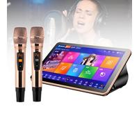 Nicvrea Machine Karaoké, Écran Tactile 18,5 Pouces, contrôle Via Application Mobile, Téléchargement Gratuit de Chansons Via Le Cloud, Système Karaoké Tout-en-Un Microphone Black-4TB