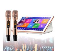 Nicvrea Machine Karaoké, Karaoké avec Écran Tactile Capacitif LED 18,5 Pouces et Microphone sans Fil Professionnel, Téléchargement de Chansons Via Le Cloud White-500G