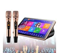 Nicvrea Machine Karaoké, Karaoké avec Écran Tactile Capacitif LED 18,5 Pouces et Microphone sans Fil Professionnel, Téléchargement de Chansons Via Le Cloud Black-500G