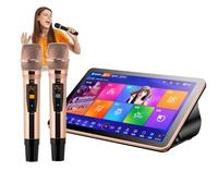 Nicvrea Machine Karaoké pour Adultes : Machine Karaoké Tout-en-Un avec Écran Tactile 18,5 Pouces, Table de Mixage Intégrée, 2 Microphones sans Fil, Système Karaoké Professionnel Black-500G