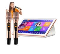 Nicvrea Machine Karaoké pour Adultes : Machine Karaoké Tout-en-Un avec Écran Tactile 18,5 Pouces, Table de Mixage Intégrée, 2 Microphones sans Fil, Système Karaoké Professionnel White-500G