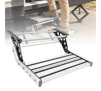 Nicvrea Marchepied Escamotable pour Camping-Car - Plateforme en Aluminium Antidérapante, Manuel, Charge Max 150 kg, Éclairage LED et Ressort Renforcé 1Step-Manual(LED)