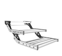 Nicvrea Marchepied pour Camping Car,Escabeau Pliable Manuel en Alliage D'Aluminium,Super Capacité de Charge de 150 KG,pour Camping Car,Caravane,Remorque,Camion,Manual-Double-layerwithlight