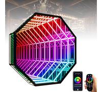 Nicvrea Miroir Tunnel Lumineux Infini, Lampe Tunnel Miroir Infini, Veilleuse Artistique Miroir Infini Lumière Multicolore à Effet Miroir 3D, à Suspendre Au Mur, Idéale pour Noël A-50cm