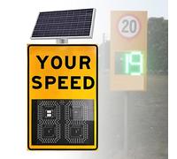 Nicvrea Panneau de Limitation de Vitesse Radar Solaire avec Télécommande, Panneau à Retour d'Information Radar à LED, Panneaux de Détection de Vitesse Radar Numériques YellowSolar-powered-20''×27''