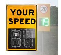 Nicvrea Panneau de Limitation de Vitesse Radar Solaire avec Télécommande, Panneau à Retour d'Information Radar à LED, Panneaux de Détection de Vitesse Radar Numériques YellowPlug-in-20''×27''