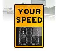 Nicvrea Panneau de Limitation de Vitesse Radar Solaire, Panneau à Retour d'Information Radar en Aluminium Antirouille, Détecteur de Vitesse Numérique pour Rues et Quartiers YellowPlug-in-20''×27''