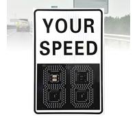 Nicvrea Panneau de Limitation de Vitesse Radar Solaire, Panneau à Retour d'Information Radar en Aluminium Antirouille, Détecteur de Vitesse Numérique pour Rues et Quartiers WhitePlug-in-20''×27''