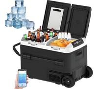 Nicvrea Réfrigérateur de Voiture, Congélateur Portable, Réfrigérateur-Congélateur Double Zone à Compresseur, Réfrigérateur de Camping avec Contrôle par Application 50L