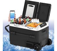 Nicvrea Réfrigérateur de Voiture Portable, Glacière Électrique Double Zone pour Véhicule, Congélateur Réglable de -20 °C à 20 °C, Contrôle Intelligent Via Bluetooth 50L