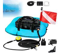 Nicvrea Système de Ventilation pour Plongée sous-Marine sans Bouteille, Appareil Respiratoire sous-Marin, Respirateur Électrique Portable Rechargeable avec Tuyau de 9 m et Détendeur Blue-2batteries