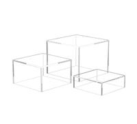 niCWhite Lot de 3 présentoirs en acrylique pour table de buffet, cubes gigognes transparents avec fond creux, idéal pour la restauration, les desserts, les objets de collection