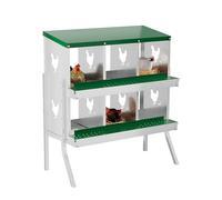 Nid à roulettes pour poules 6 compartiments galvanisés avec support et | Récupération automatique des œufs ; inoxydable ; ventilé ; vert ; hygiénique ; protection contre les acariens ; montage mural