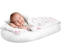 Nid bébé cocon pour bébé coton pour nouveau-né 90x50 cm blanc avec ours dormant