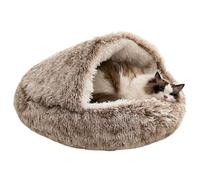 Nid couvert pour animaux de compagnie - Capuche - Niche d'hiver | Caverne de coussin de type chat à capuche douce, en forme de coque, est un ajout mignon et intéressant à n'importe quelle pièce. Il B