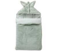 Nid d?ange fausse fourrure doublé gaze de coton rayé vert de gris (0-6 mois)