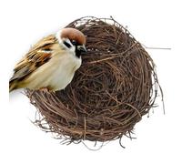 Nid D’Oiseaux Tissé À La Main - Nid D’élevage en Rotin Naturel avec Base Plate | Lit Et Maison Confortable pour Petits Animaux - pour Perruches, Pigeons, Hamsters | 4 Pouces