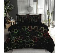 Nid D'abeilles Housse de Couette 160x200 Parures de Lit 1 Personne Imprimé 3D Microfibre Douce Géométrie Stylée Housses Couette avec 2 Taies d'oreiller et Fermeture Éclair h.4245