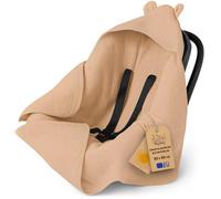 Nid d'ange bébé couverture en mousseline 85x85 cm - Chanceliere enveloppante cosy pour poussette ou siege auto lavable Beige