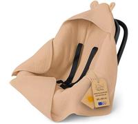 Nid d'ange bébé Couverture en Mousseline 85x85 cm - Chanceliere enveloppante Cosy pour Poussette ou Siege Auto Lavable nid d Ange pour Naissance Enfant Oeko-Tex Beige