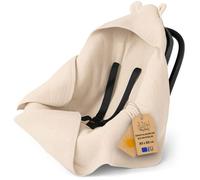 Nid d'ange bébé couverture en mousseline 85x85 cm - Chanceliere enveloppante cosy pour poussette ou siege auto lavable Beige Clair