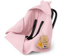 Nid d'ange bébé couverture en mousseline 85x85 cm - Chanceliere enveloppante cosy pour poussette ou siege auto lavable Rose poudré