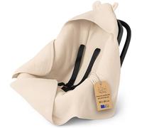 Nid d'ange bébé Couverture en Mousseline 90x90 cm - Chanceliere enveloppante Cosy pour Poussette ou Siege Auto Lavable nid d Ange pour Naissance Enfant Oeko-Tex Beige Clair