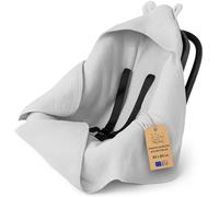 Nid d'ange bébé Couverture en Mousseline 90x90 cm - Chanceliere enveloppante Cosy pour Poussette ou Siege Auto Lavable nid d Ange pour Naissance Enfant Oeko-Tex Gris