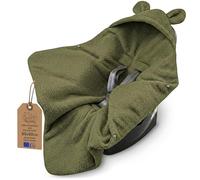 Nid d'ange Boucle Doux pour siège Auto et Poussette - Couverture Chaude bébé Double Face avec Capuche - Premium Teddy pour l'hiver Nouveau-né 90×90 cm Vert Olive