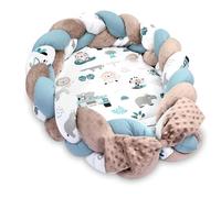 Nid d'ange pour nouveau-né - 75 x 45 cm - En tissu peluche - Avec coussin à tresse - Ensemble démontable double face - Lit de bébé africain - Couleur B