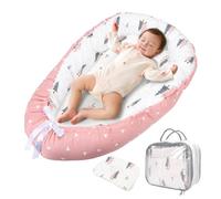 Nid d'ange pour nouveau-né : chaise longue de luxe avec oreiller pour bébés de 0 à 36 mois endormis - Ensemble cocon de voyage portable pour fille (rose)