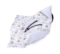 Nid d'ange pour siège auto et poussette - douce couverture Minky bébé double face avec capuche pour nouveau-né - utilisable printemps-automne en déplacement 90×90 cm Cerf gris clair Oeko-Tex