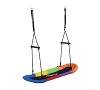 Nid de balançoire ovale Relaxdays, enfants & adultes, 150 kg, multi-enfants avec poignées, 123 x 45 cm, multicolore