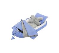 Nid de Bébé 5 Pièces, Baleine - Minky Bleu, 90x50 cm, en Coton, Couverture