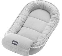 Nid de bébé Cozy Musselin Grey avec coquille décorative : oreiller et coussin