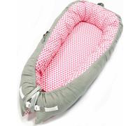 Nid de bébé Nid douillet Lit Nouveau-né amovible Coussin de protection en coton Lit d'enfant, Rose petite grille, 50 * 80cm