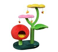 Nid de Chat aux Champignons Cadre d'escalade pour Chats en Fleurs Arbre à Chats Pilier en sisal Deux en Un Griffe de broyage pour Chats Fleur Paradis des Chats