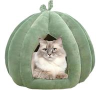 Nid De Chat Niche pour Chat, Lit Grotte pour Chat d'halloween, Nid De Chat Intérieur, Antidérapant pour Animaux Doux Chaud Lit, Maison De Chaten, Amovible Matelas (Vert, S)