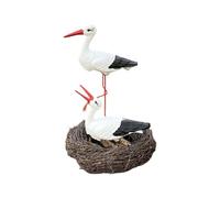 Nid de Cigogne avec Couple H: 60cm - Décoration Extérieure Sculpture Statue Figure