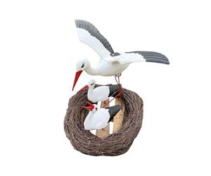 Nid de Cigogne Famille 3 Cigognes Dont 1 en Vol H: 70 cm - Décoration Extérieure Sculpture Statue Figure