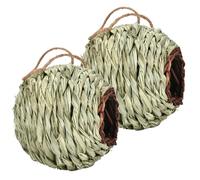 Nid de Colibri, Maison de Colibri 2 pièces nid tissé d'herbe avec Corde Suspendue en Forme Boule Maison d'oiseau pour Patio pelouse Jardin décoration Cadeaux pour Les Amoureux des Oiseaux