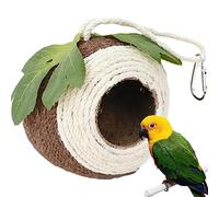 Nid de coquille de noix de coco pour perroquet - Nid d'oiseau portable tissé à la main pour moineaux, hirondelles, perroquets, perruches et perruches
